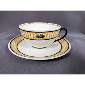 Rare 1912 Tea Cup Saucer Royal Doulton / Robert Allen Art Deco Fruit & Stripes
